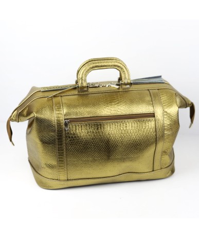 Elegant Travel Bag with Snake Print GOLDEN