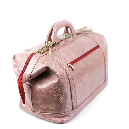 Stylish Snake Print Travel Bag - Pink Color