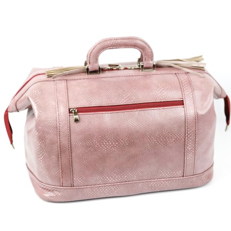 Stylish Snake Print Travel Bag - Pink Color